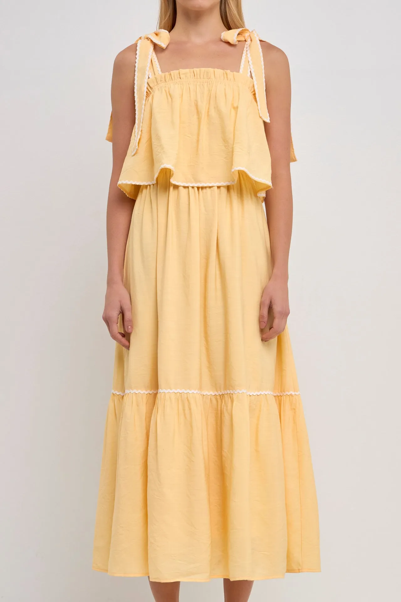 English Factory - Midi Dress with Tied Shoulder Strap