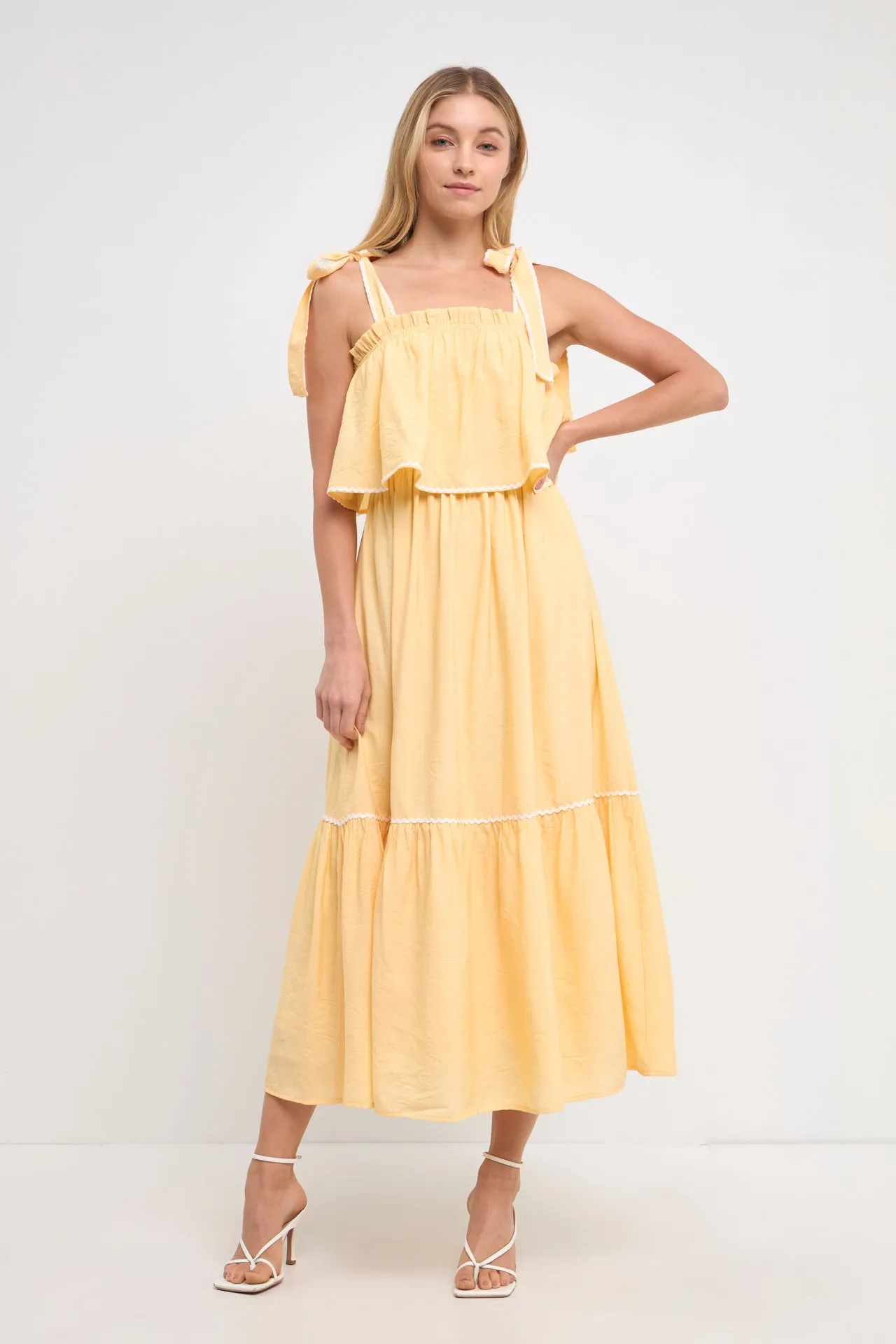 English Factory - Midi Dress with Tied Shoulder Strap