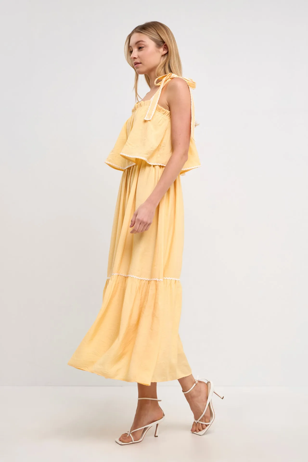 English Factory - Midi Dress with Tied Shoulder Strap