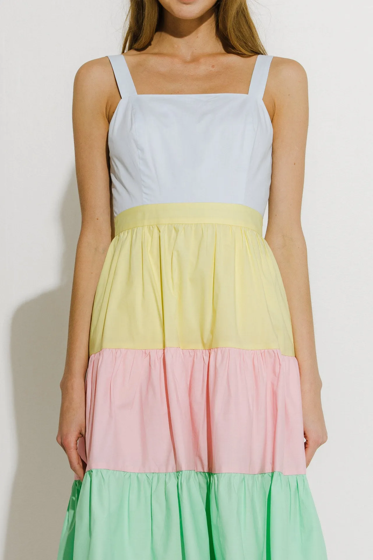 English Factory - Pastel Color Block Midi Dress