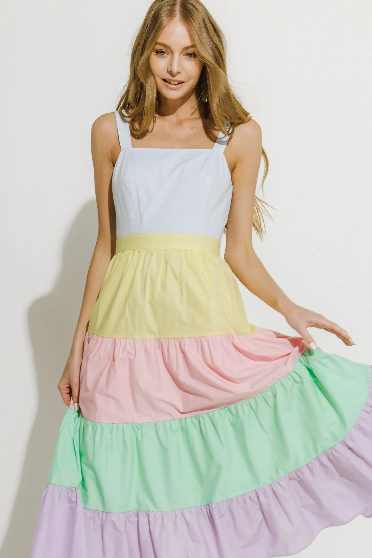 English Factory - Pastel Color Block Midi Dress