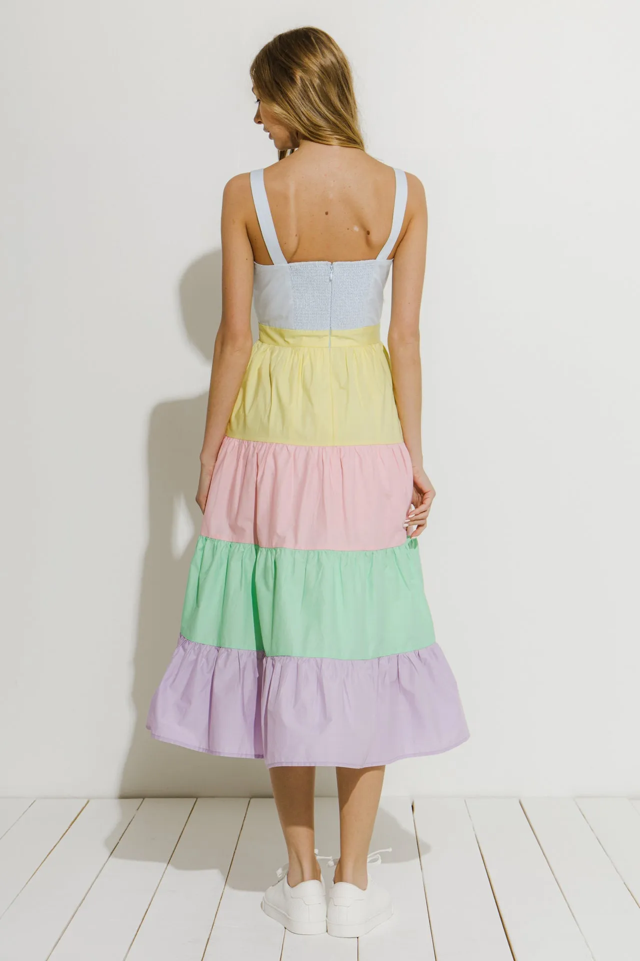 English Factory - Pastel Color Block Midi Dress
