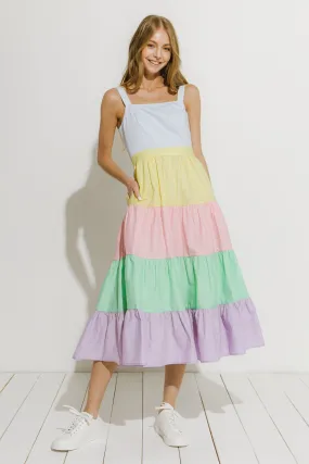 English Factory - Pastel Color Block Midi Dress