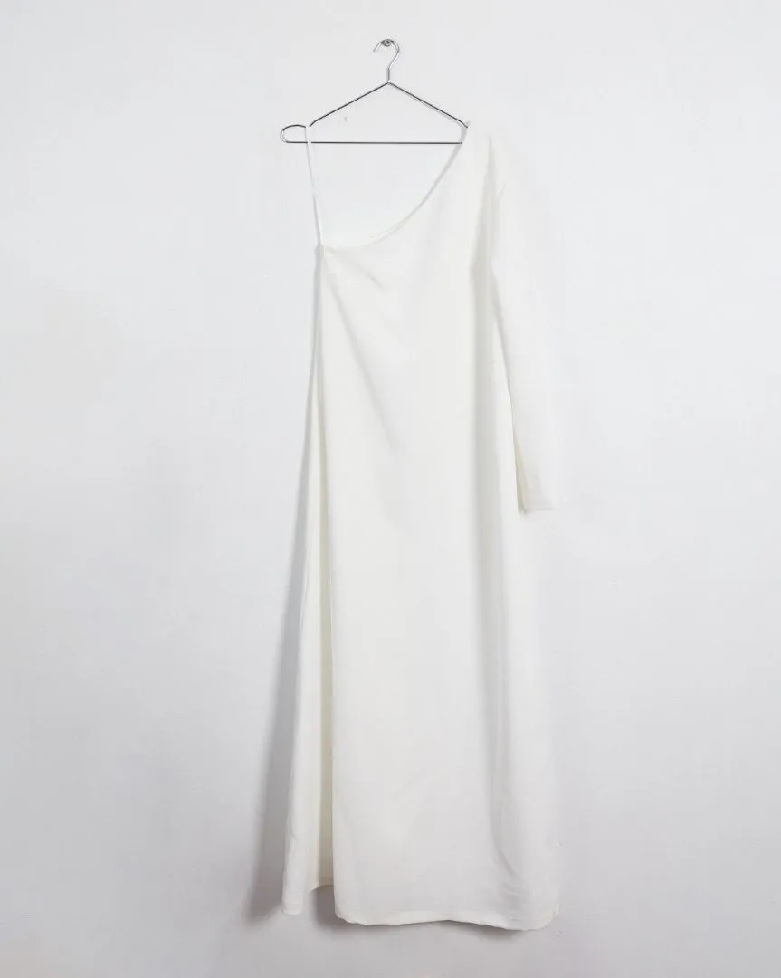 Esse 'one shoulder column' dress, white, 12