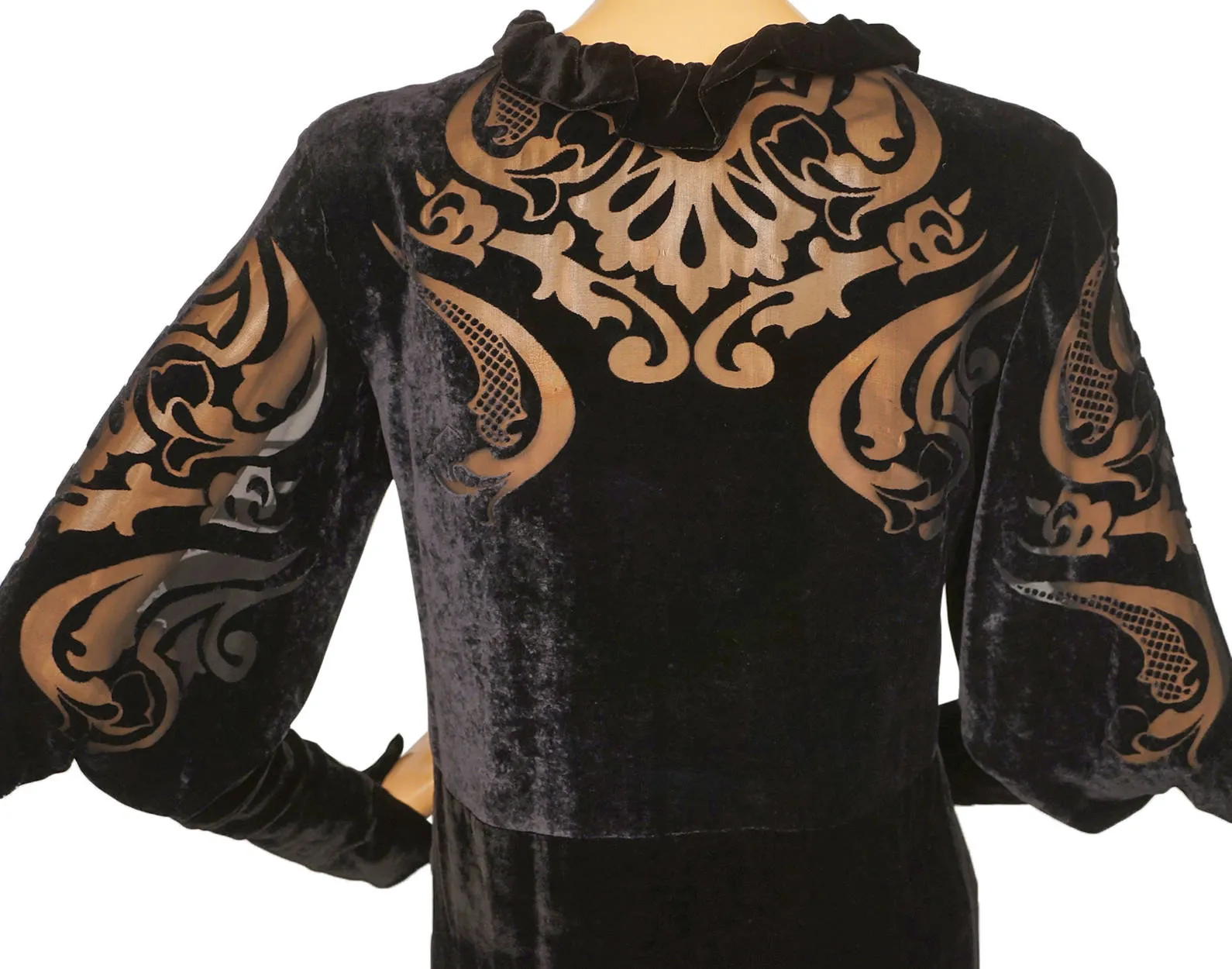 Etro Milano Italy Dress Black Velvet Devore Back &amp; Sleeves Small Italian 40