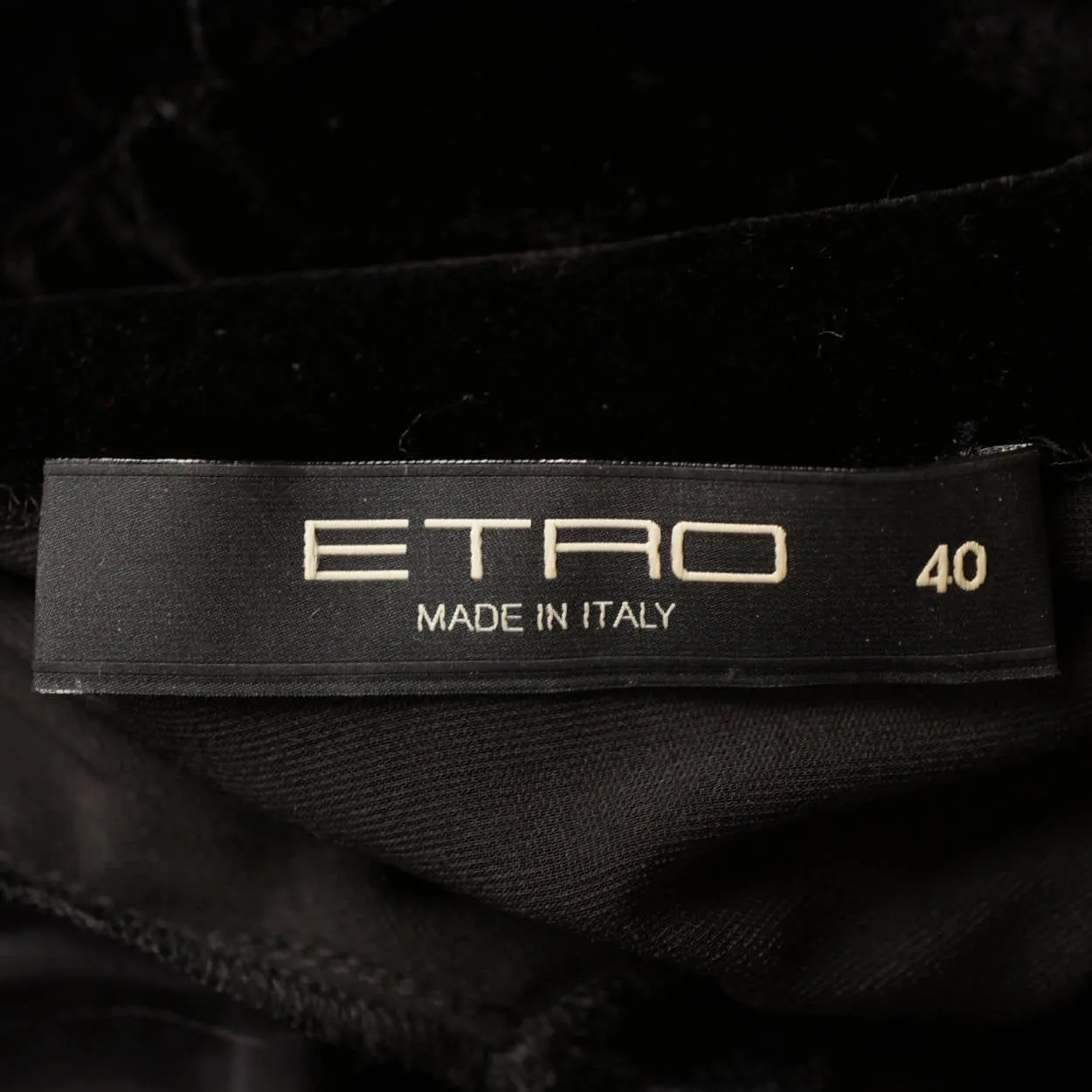Etro Milano Italy Dress Black Velvet Devore Back &amp; Sleeves Small Italian 40