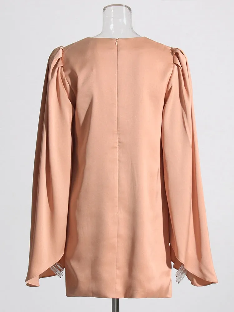 Fashion Solid Minimalist Dress For Women Round Neck Batwing Sleeve Loose Dresses Female Summer Clothing Style