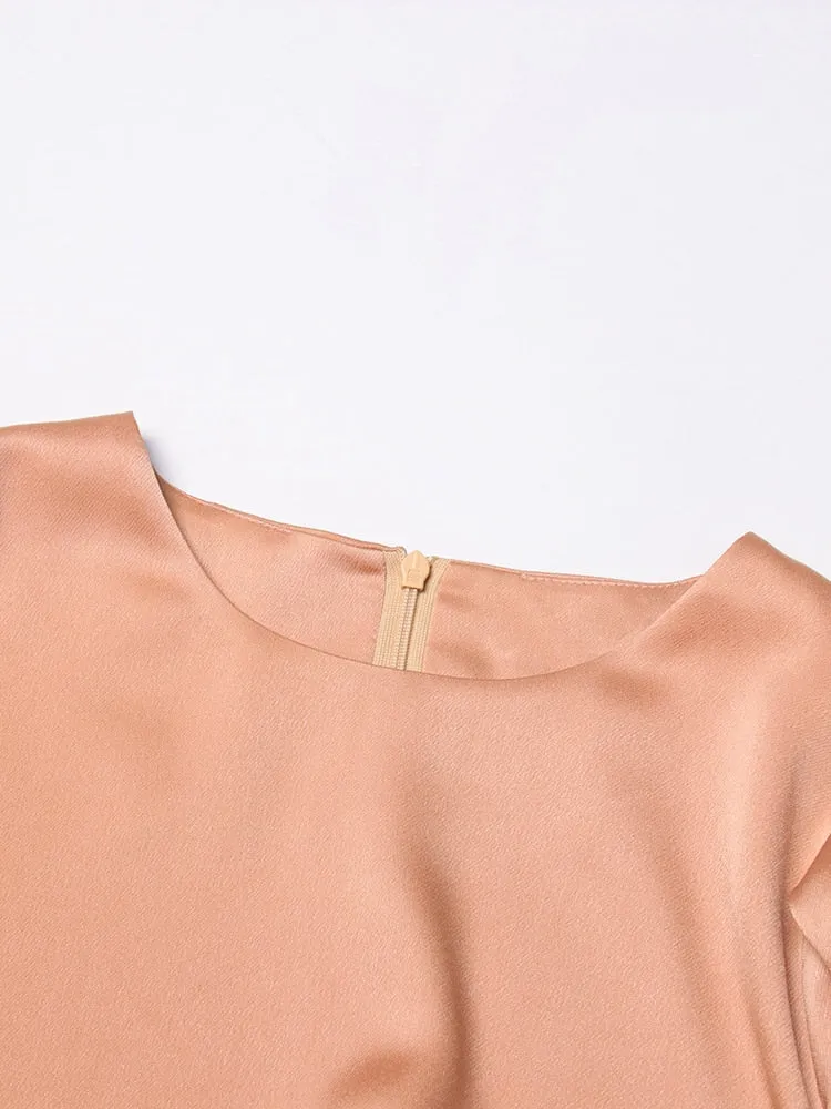 Fashion Solid Minimalist Dress For Women Round Neck Batwing Sleeve Loose Dresses Female Summer Clothing Style