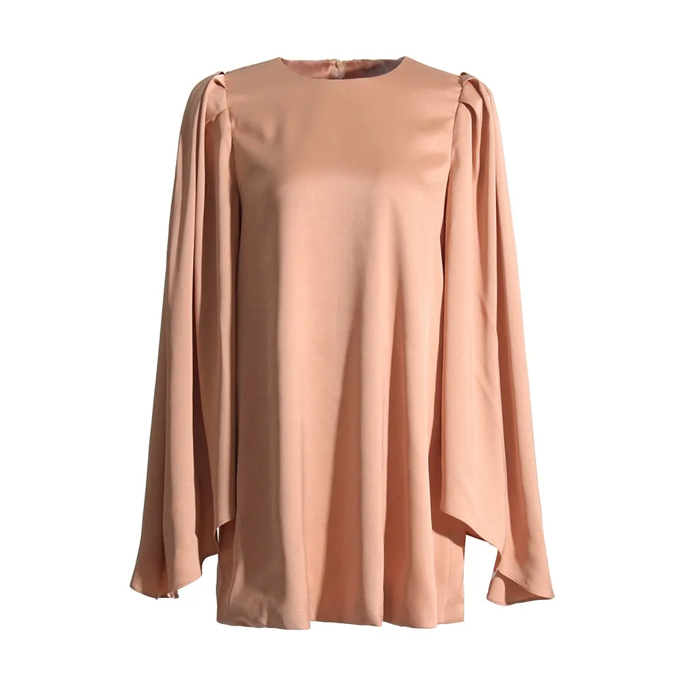 Fashion Solid Minimalist Dress For Women Round Neck Batwing Sleeve Loose Dresses Female Summer Clothing Style