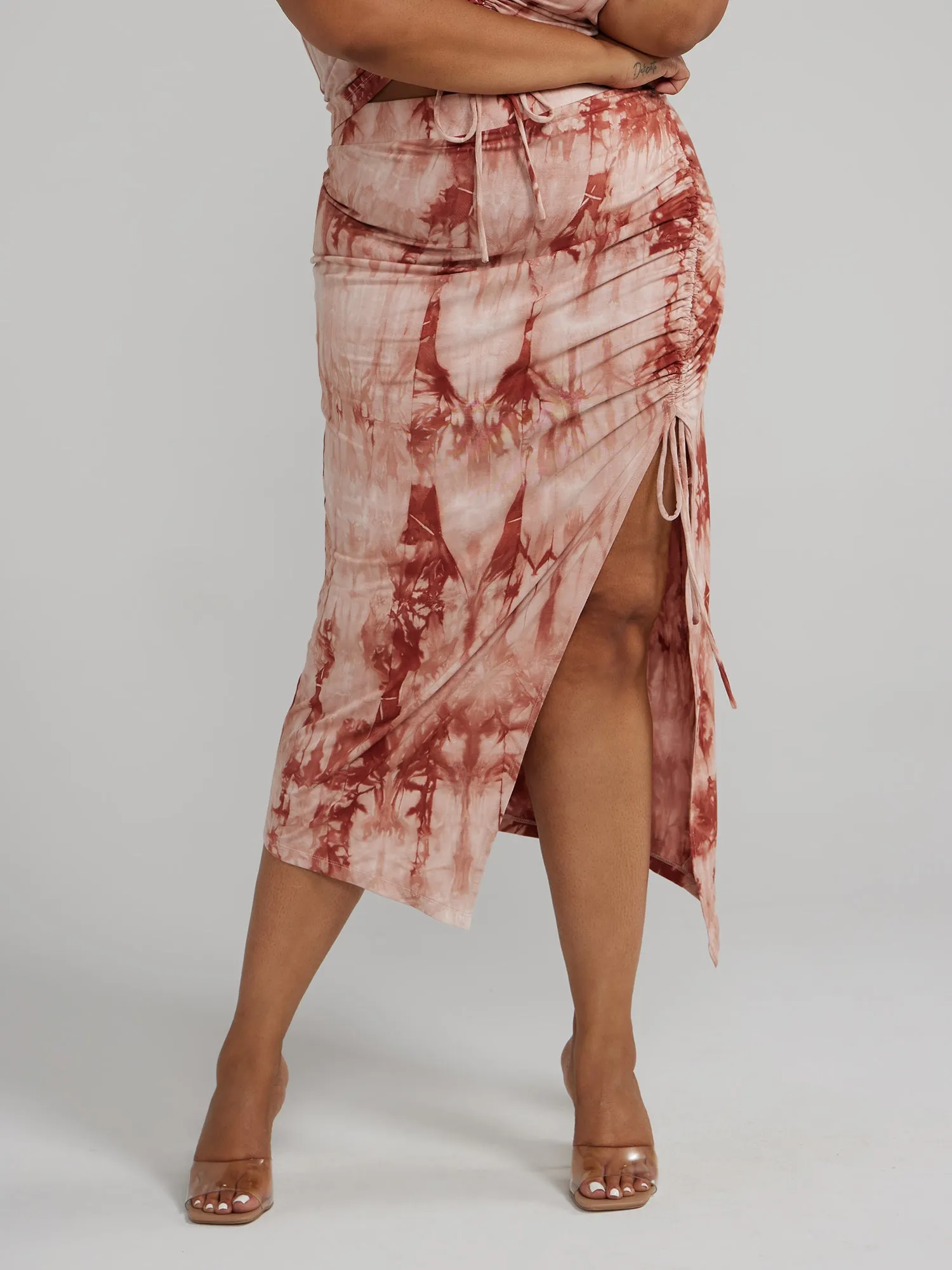 Fashion To Figure - Side Slit Ruched Midi Skirt