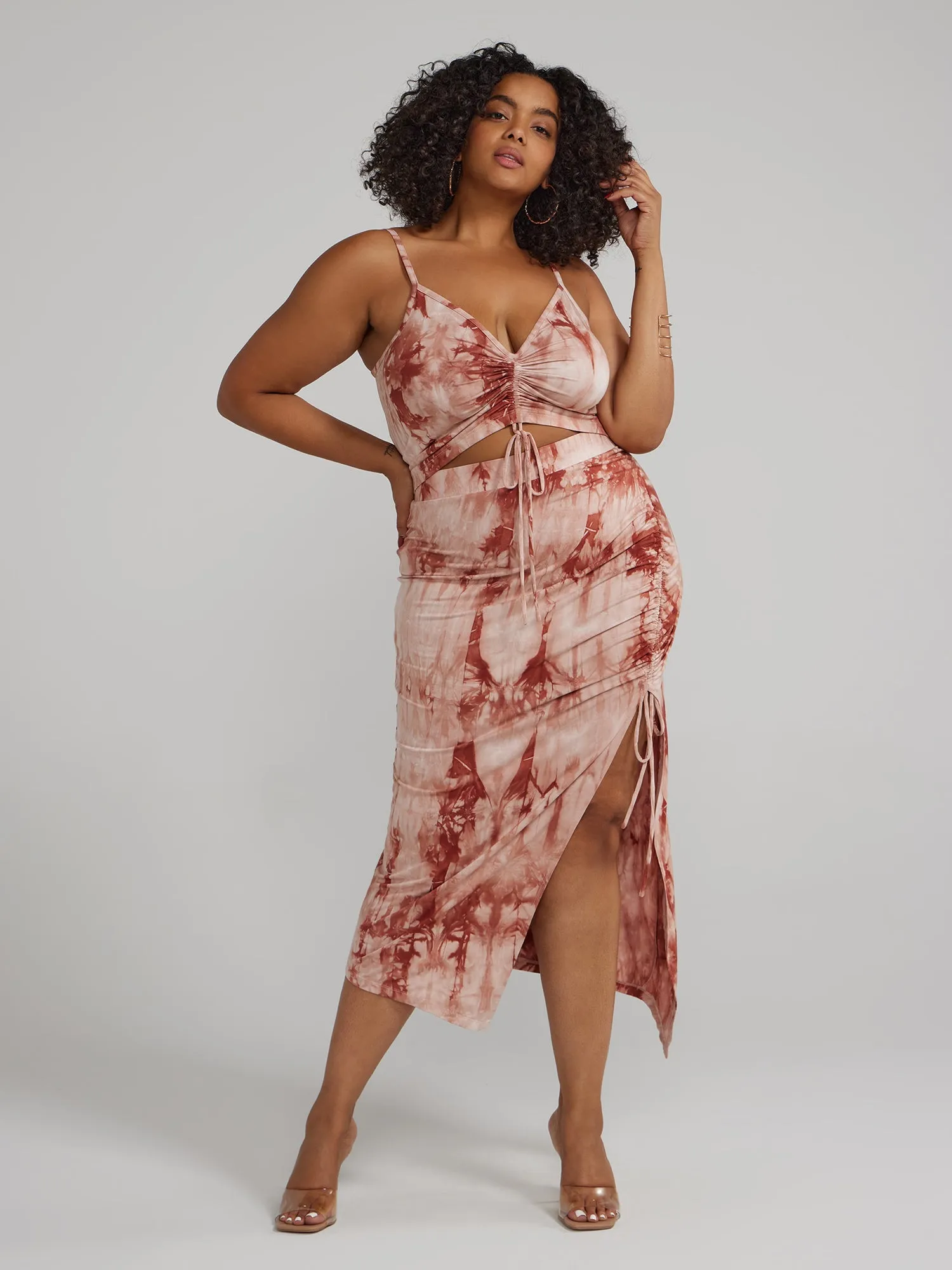 Fashion To Figure - Side Slit Ruched Midi Skirt
