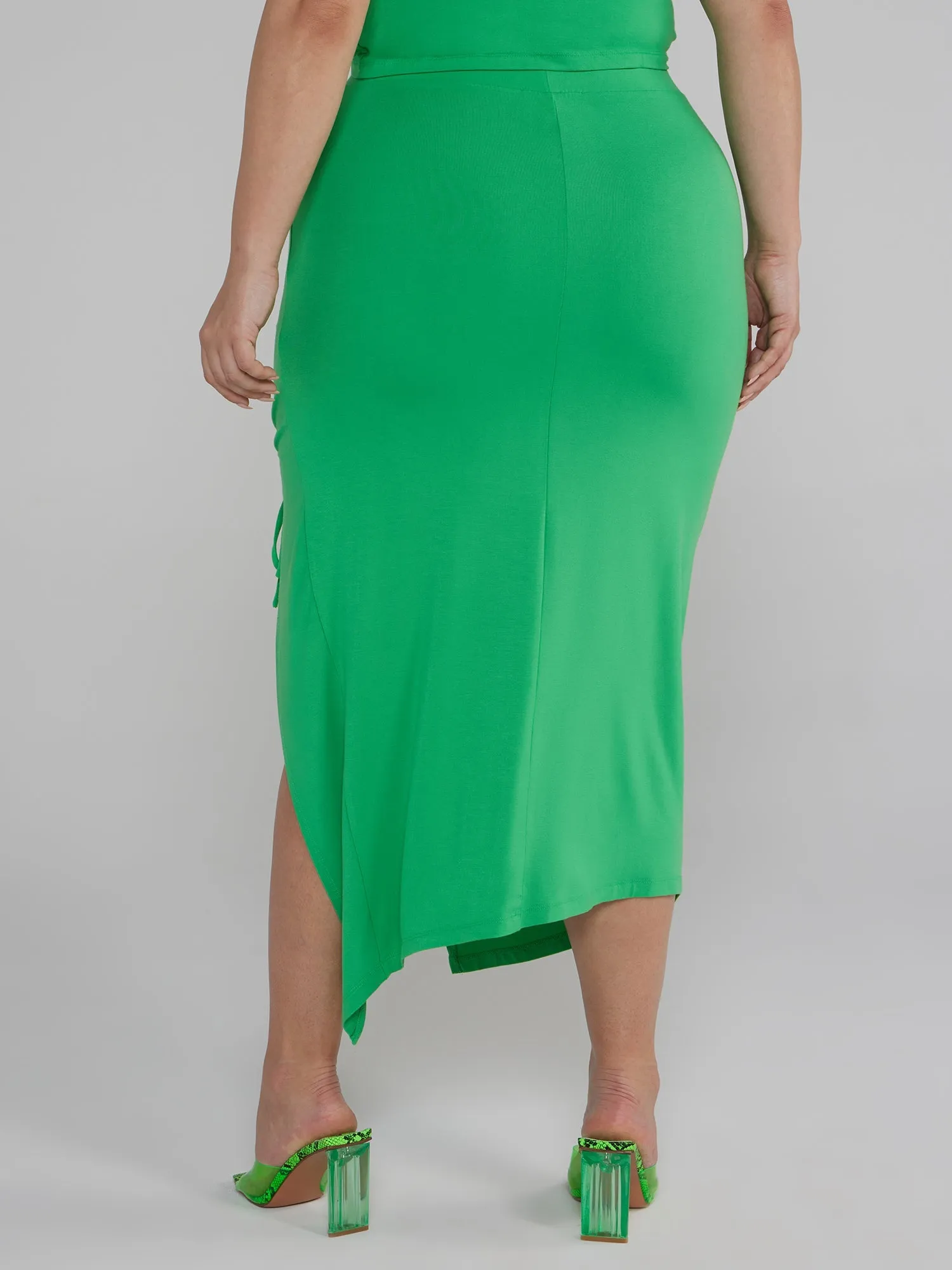 Fashion To Figure - Side Slit Ruched Midi Skirt