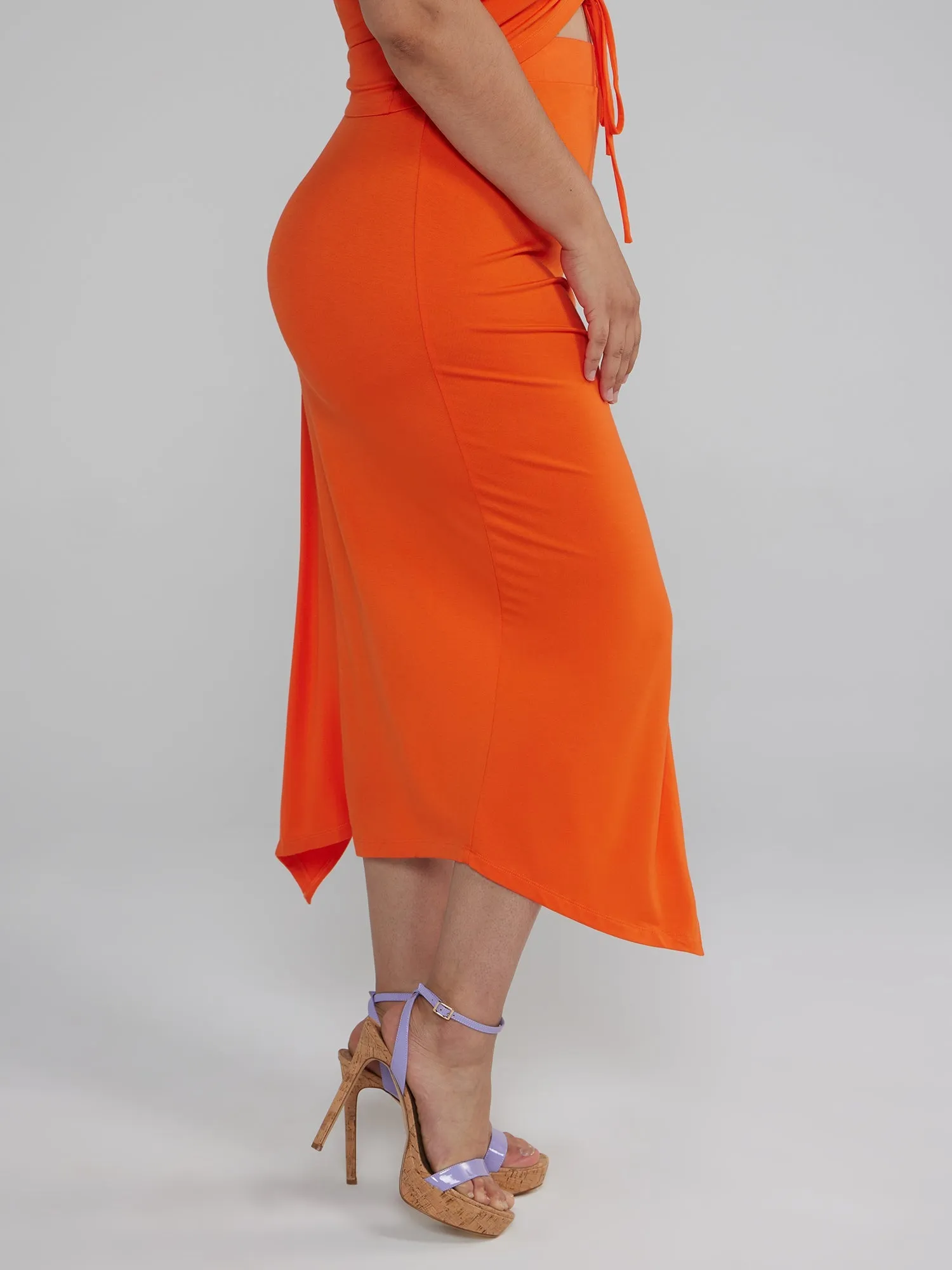 Fashion To Figure - Side Slit Ruched Midi Skirt