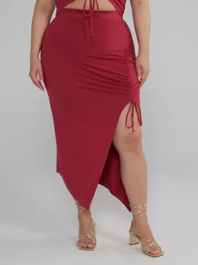 Fashion To Figure - Side Slit Ruched Midi Skirt