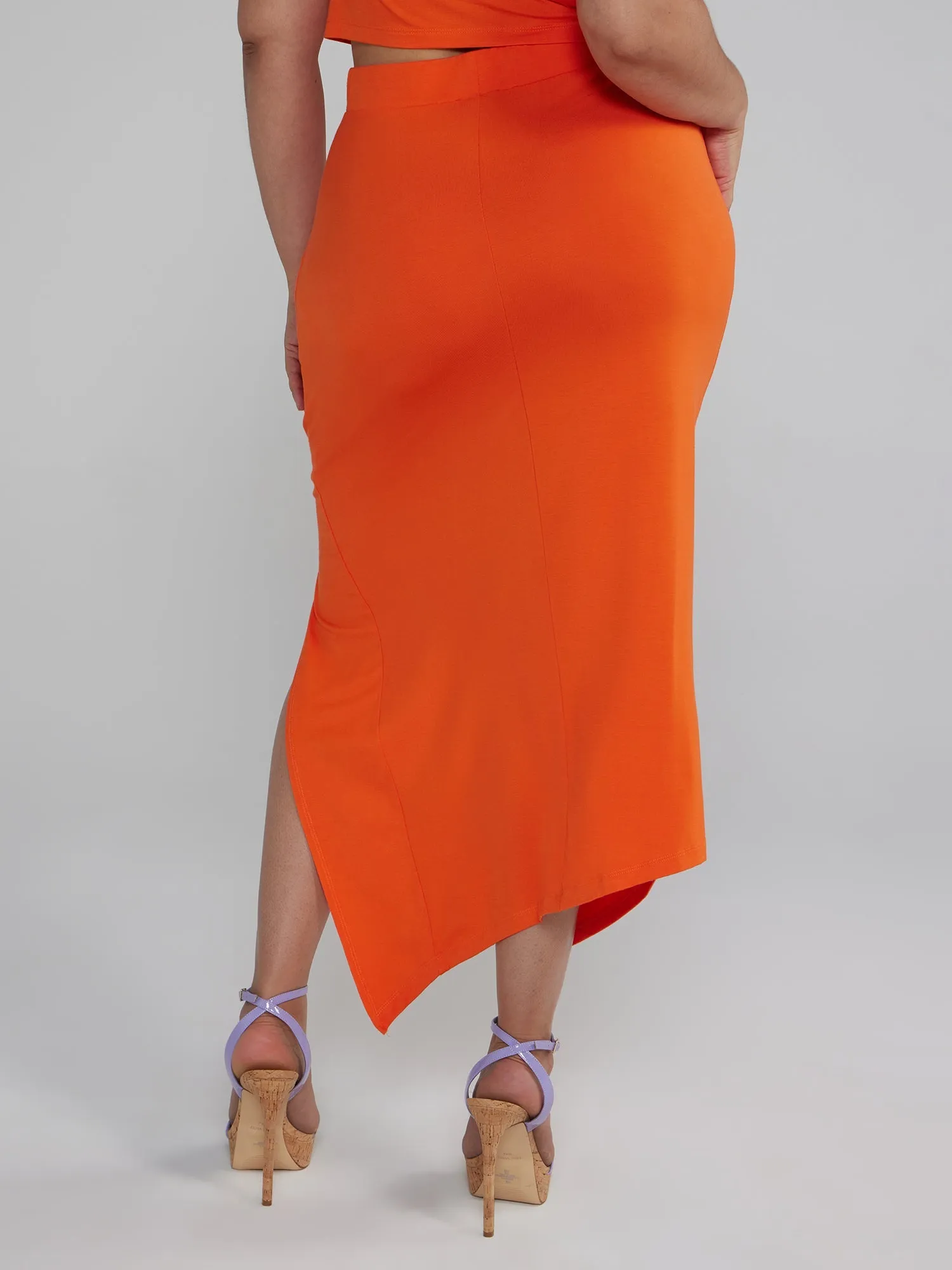 Fashion To Figure - Side Slit Ruched Midi Skirt
