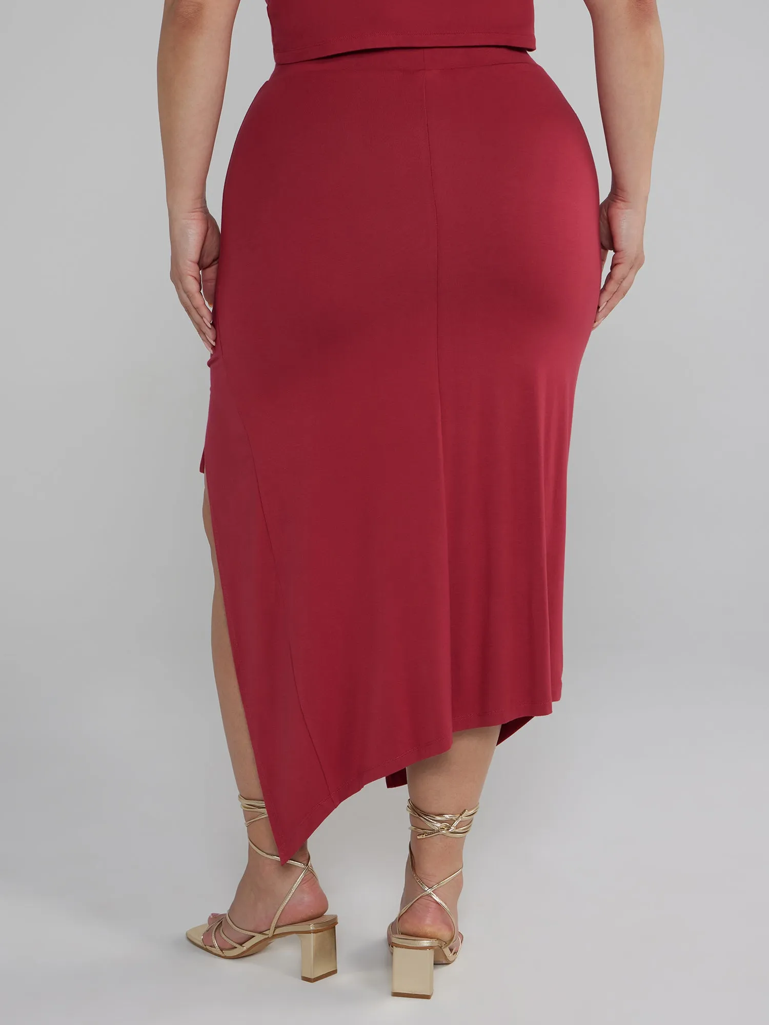 Fashion To Figure - Side Slit Ruched Midi Skirt