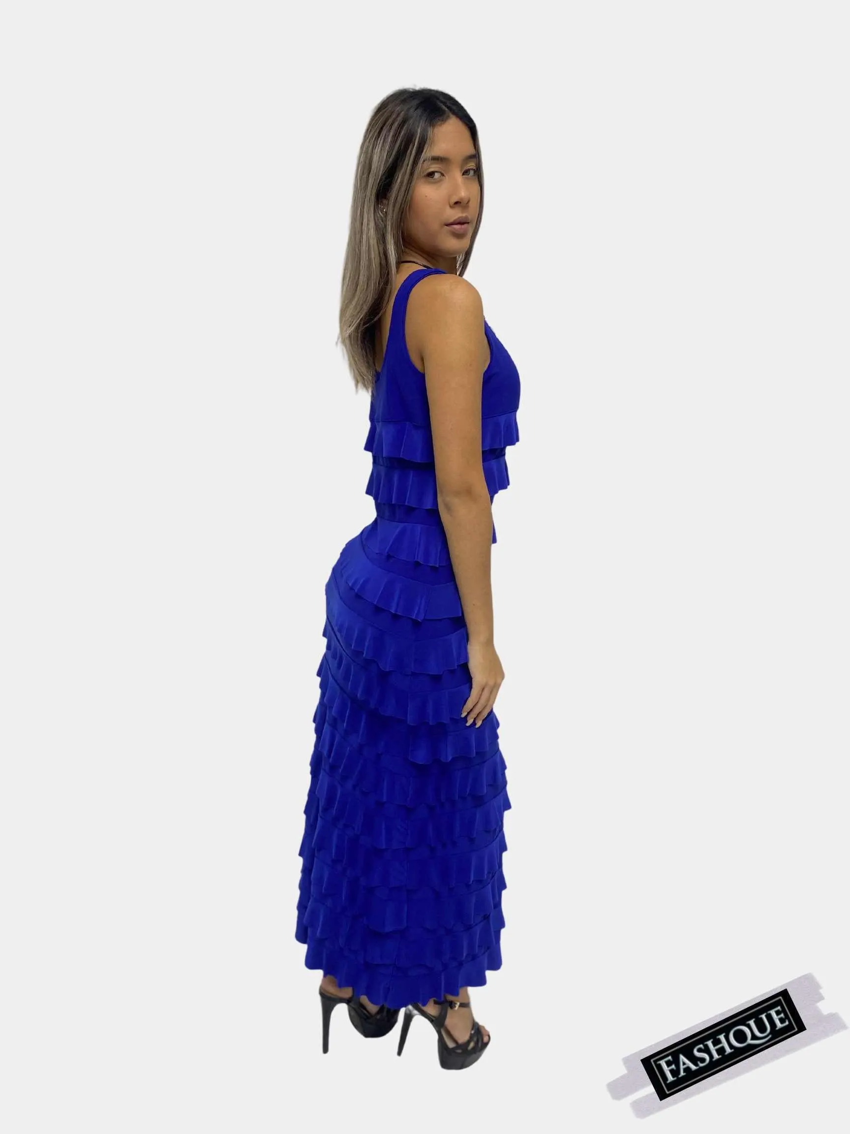 FASHQUE - Ruffle Maxi Dress Sleeveless SOLID COLORS - D211