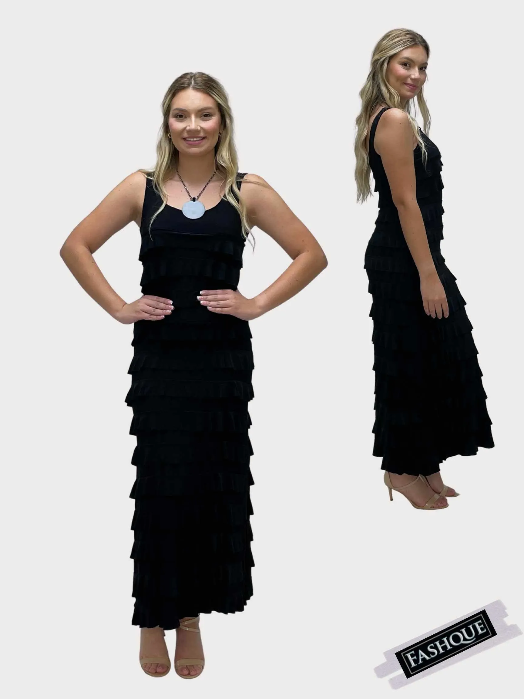 FASHQUE - Ruffle Maxi Dress Sleeveless SOLID COLORS - D211
