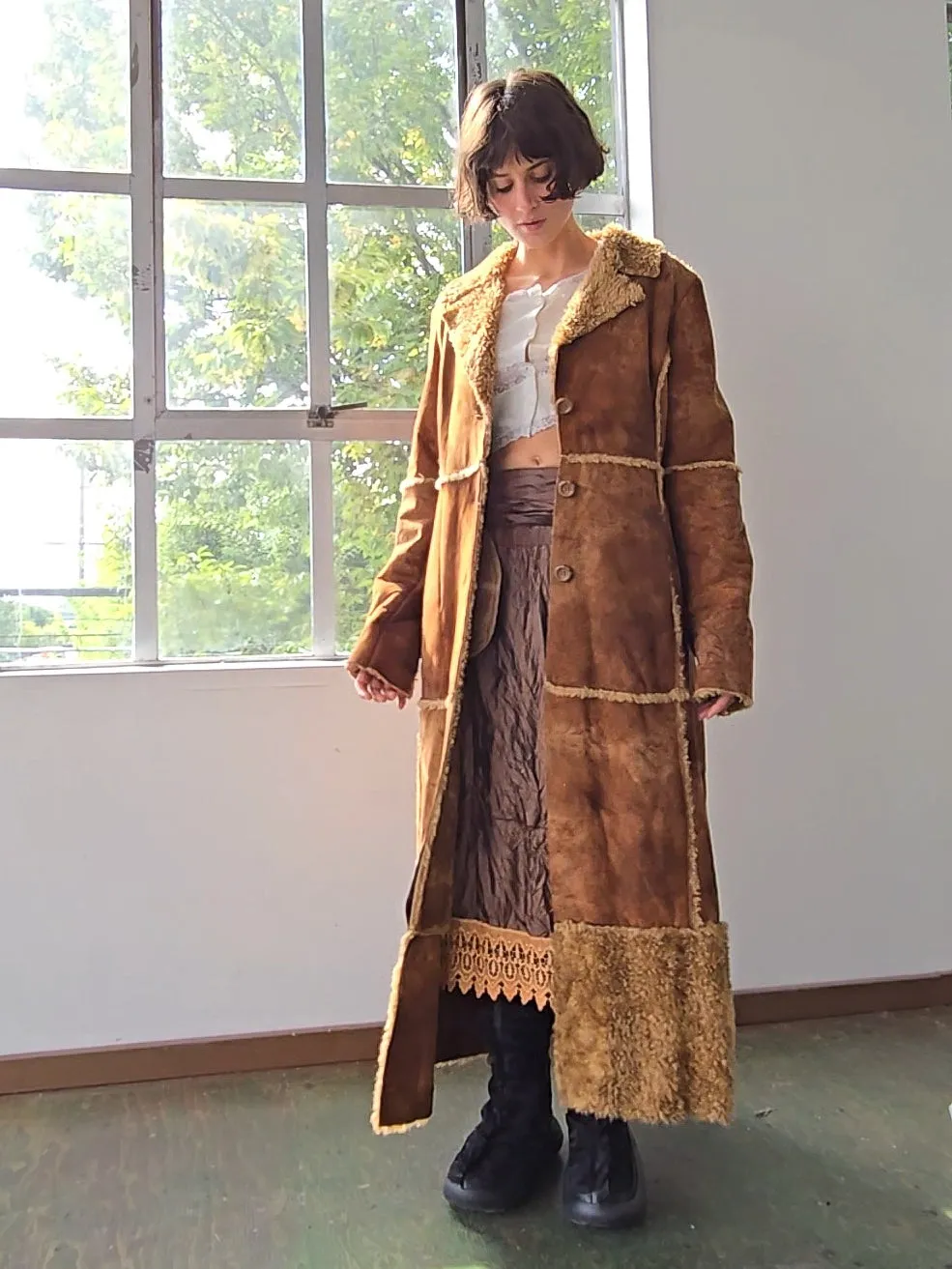 Faux Shearling Maxi Coat (L)