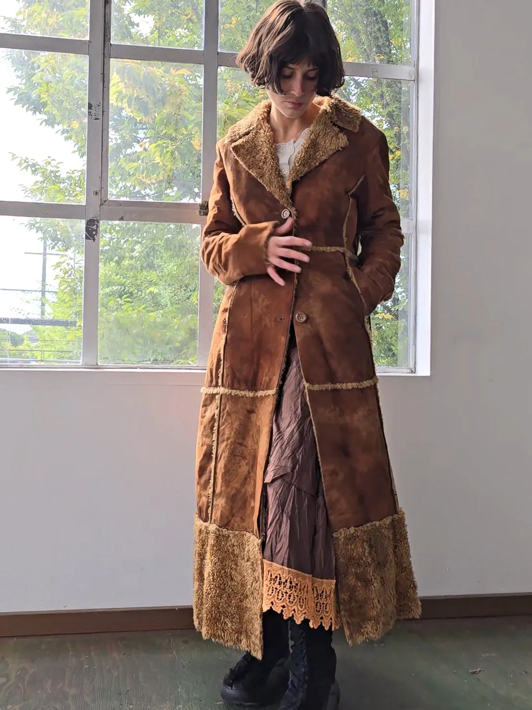 Faux Shearling Maxi Coat (L)