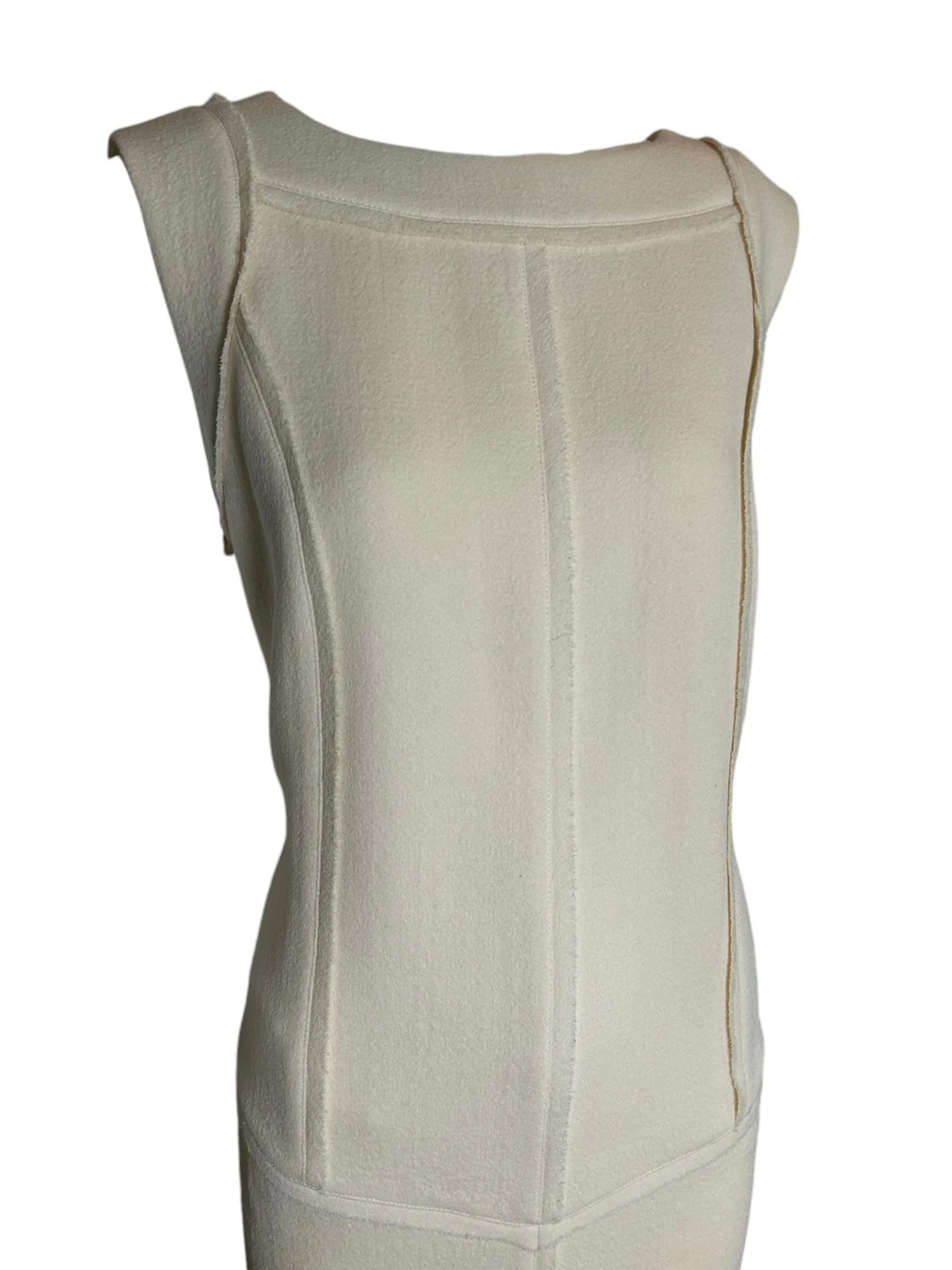 Fendi Eggshell Structured Reverse-Seam Shift Dress