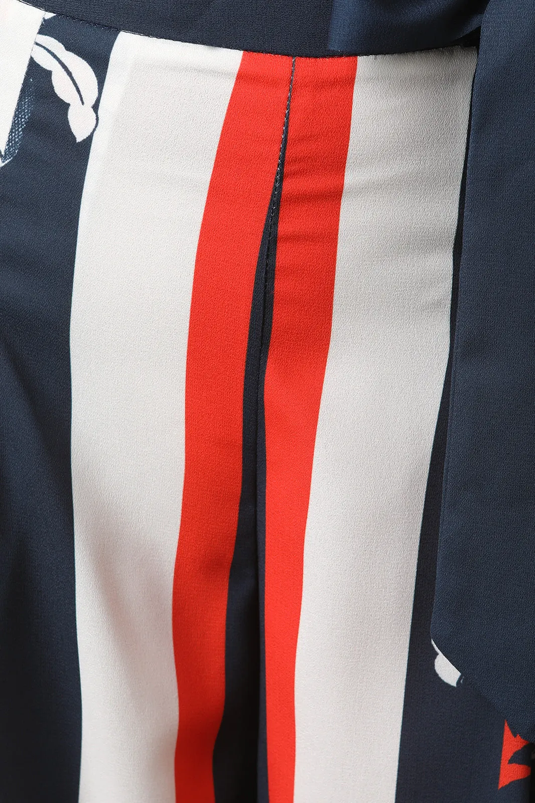 Floral Accent Striped Palazzo Pants