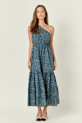 Floral Print One Shoulder Maxi Dress