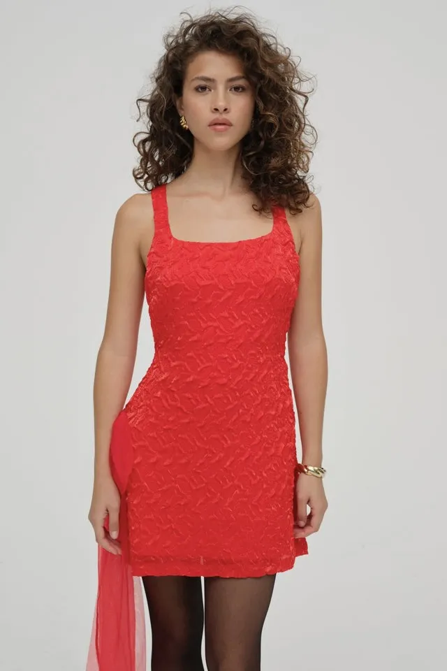 For Love & Lemons Frosted Organza Mini Dress - Red