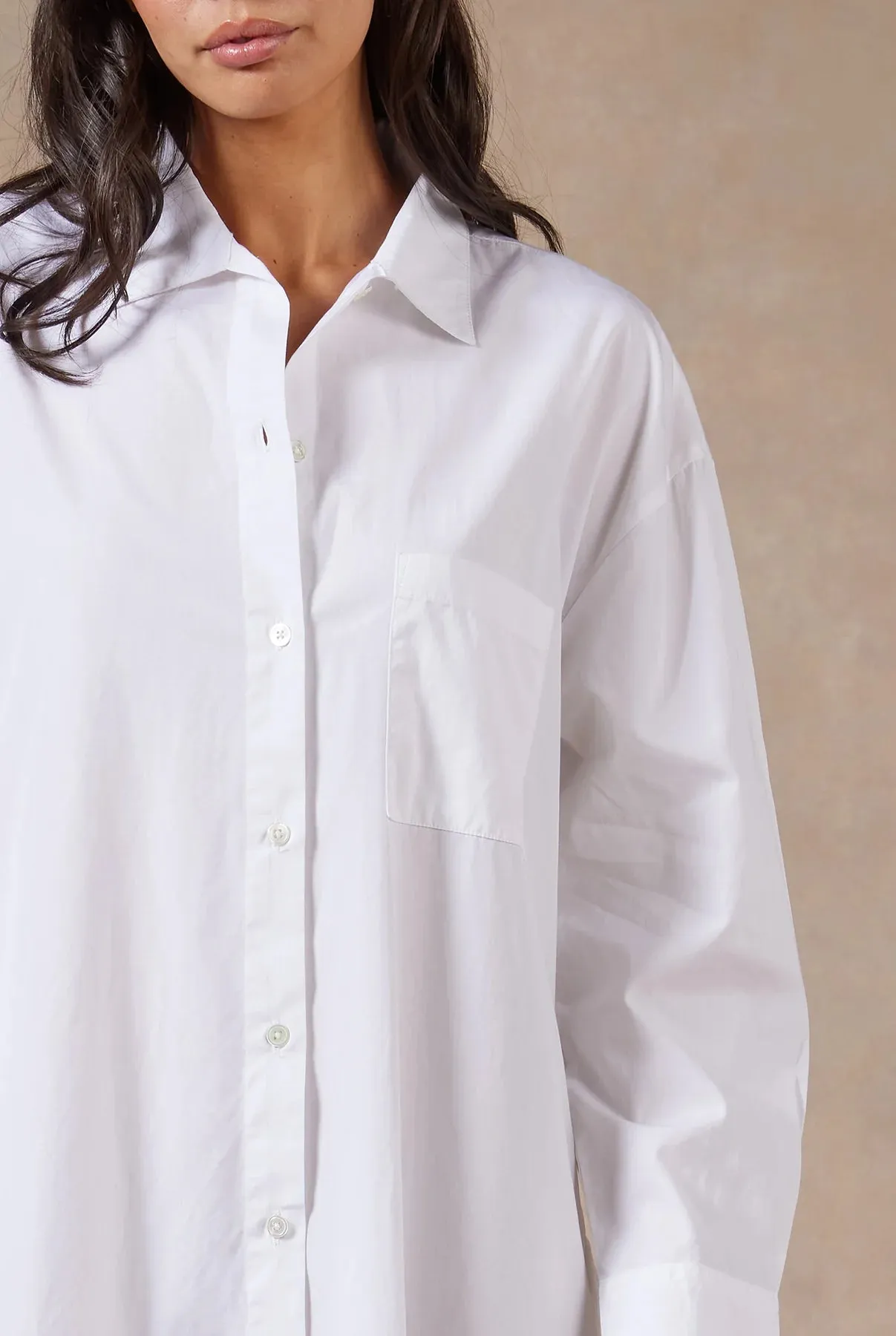 Frankie LS Poplin Dress in White