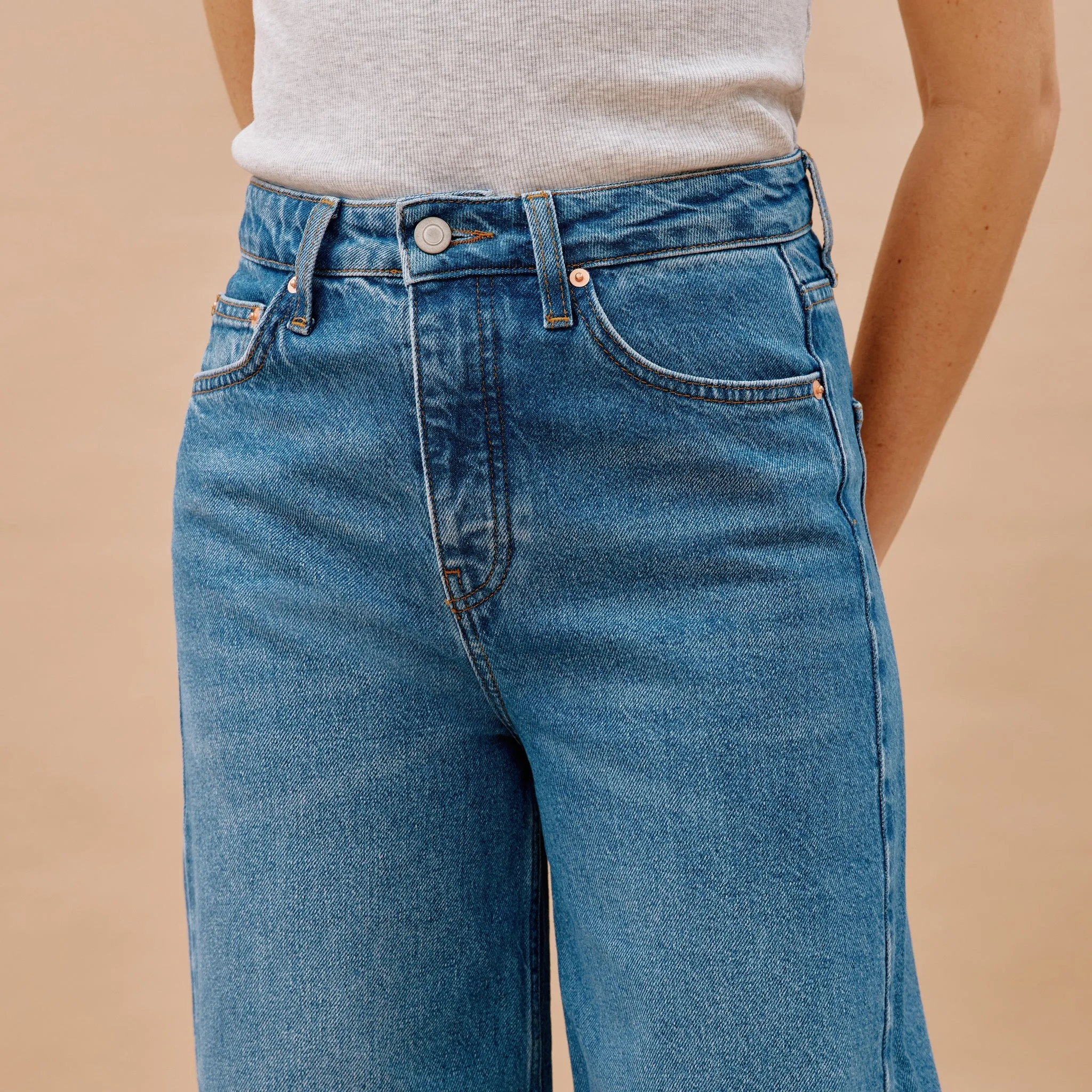 Full Length Wide Leg Jeans in Indigo by Albaray