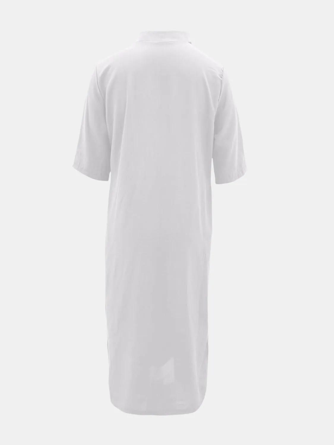 Full Size Notched Half Sleeve Midi Resort Dress