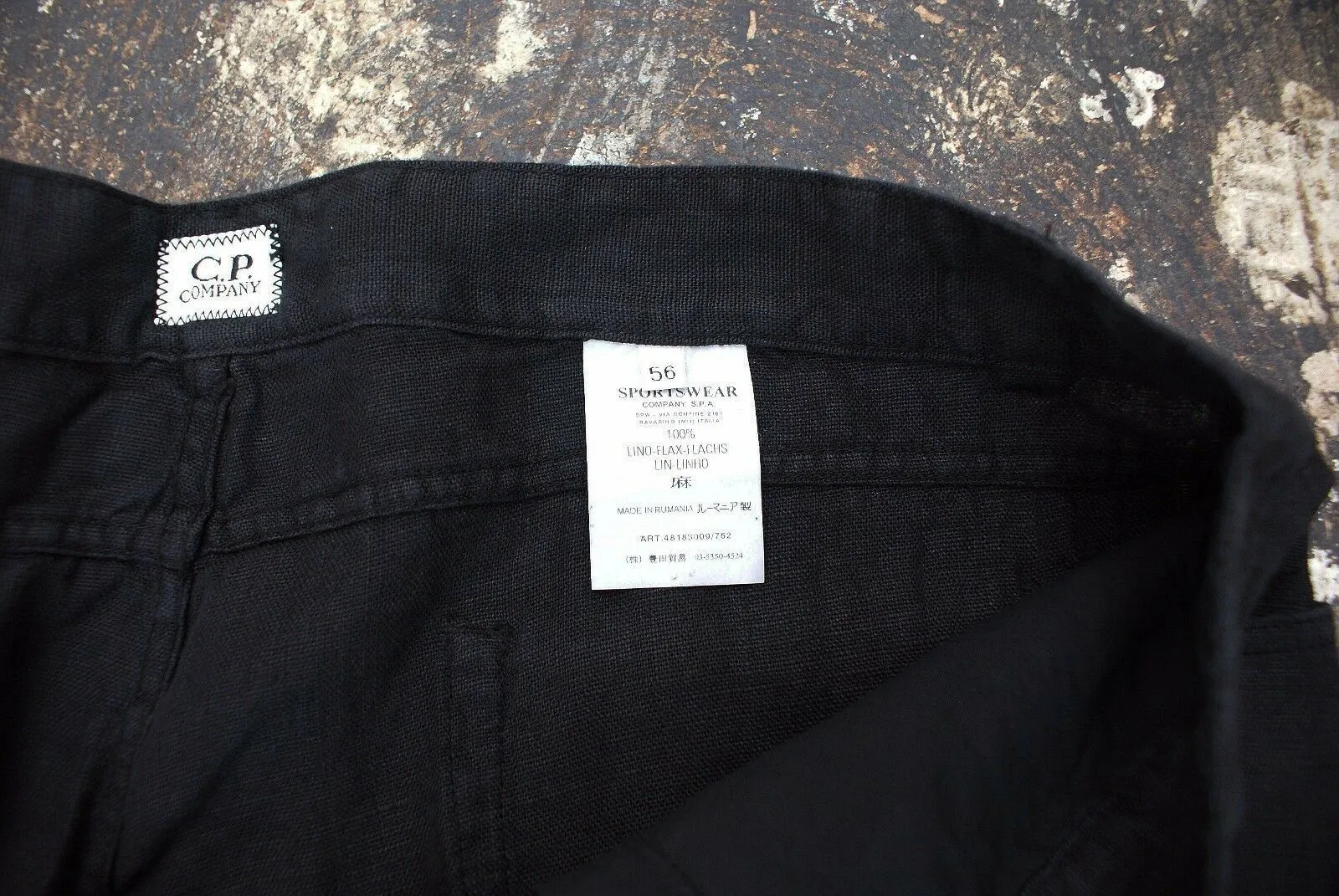 Garment Dyed Black Linen Trousers