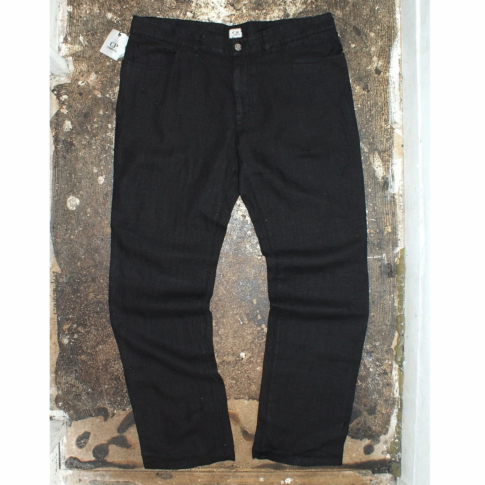 Garment Dyed Black Linen Trousers