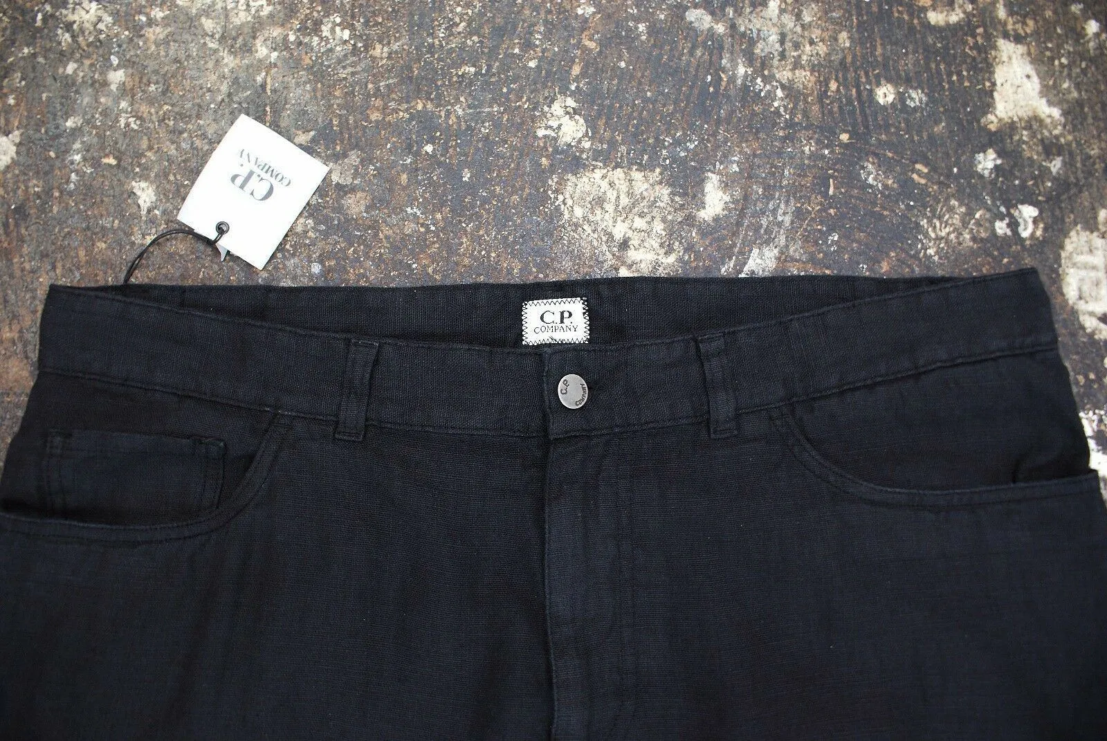 Garment Dyed Black Linen Trousers
