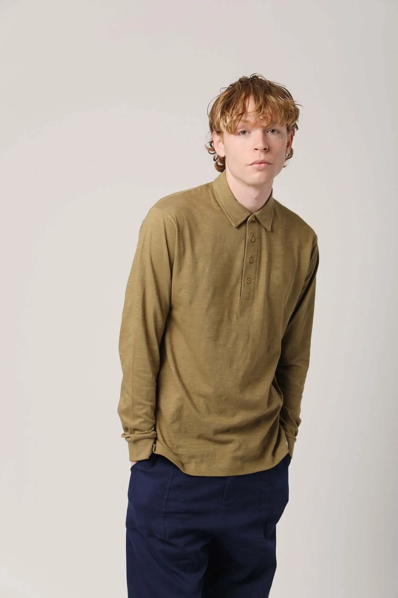 Genesis Polo Long Sleeve Top Moss Green