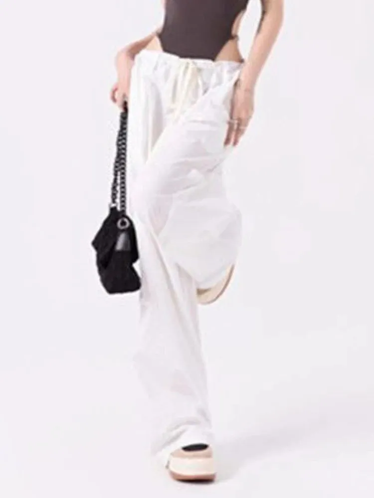 Girlary Pink Korean Fashion Cargo Pants Women Pockets Vintage Designer Baggy Pants Female Holiday High Street Casual Pants Summer
