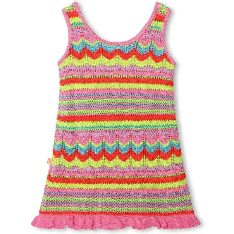 Girls Multi Colour Knitted Sleeveless Dress