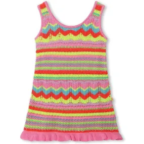 Girls Multi Colour Knitted Sleeveless Dress