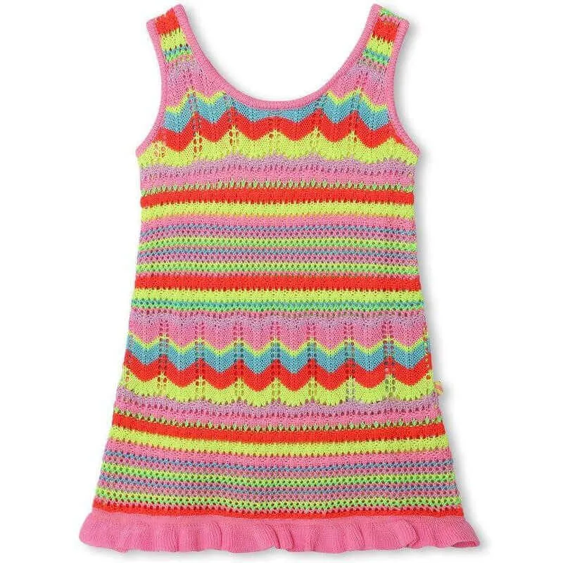 Girls Multi Colour Knitted Sleeveless Dress