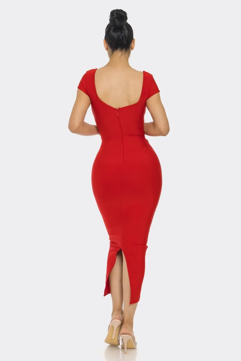 Girls Night Red Bandage Midi Dress