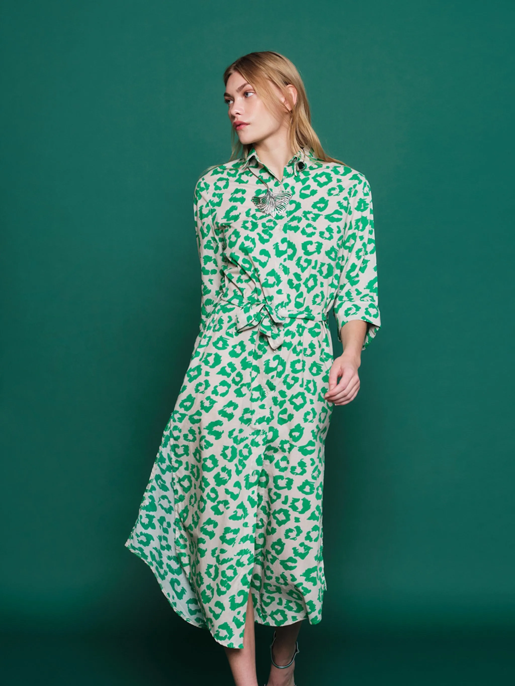Green Leopard | Shirtdress