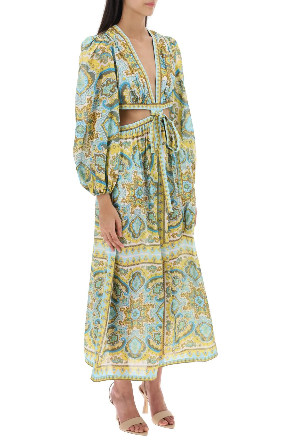 'halcyon' midi dress in paisley cotton