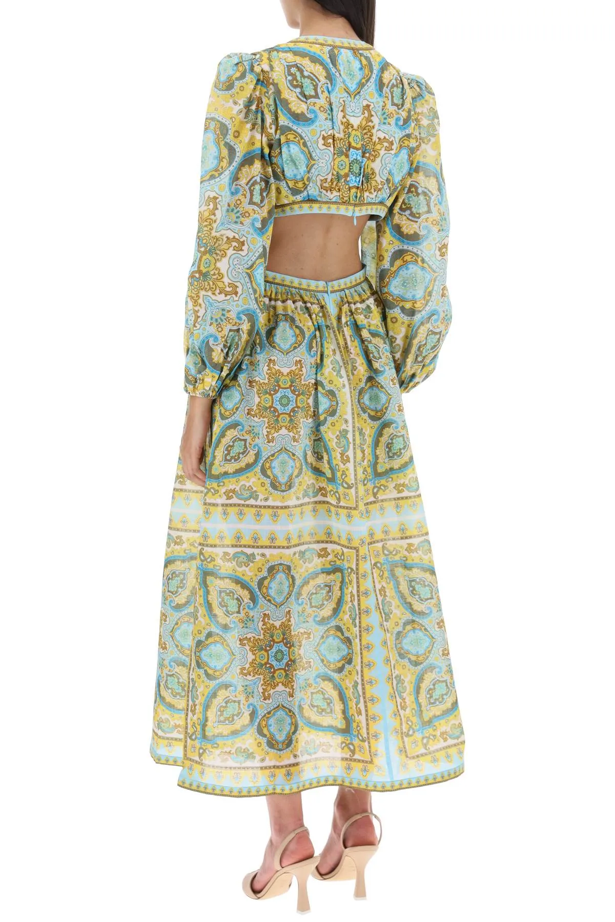 'halcyon' midi dress in paisley cotton