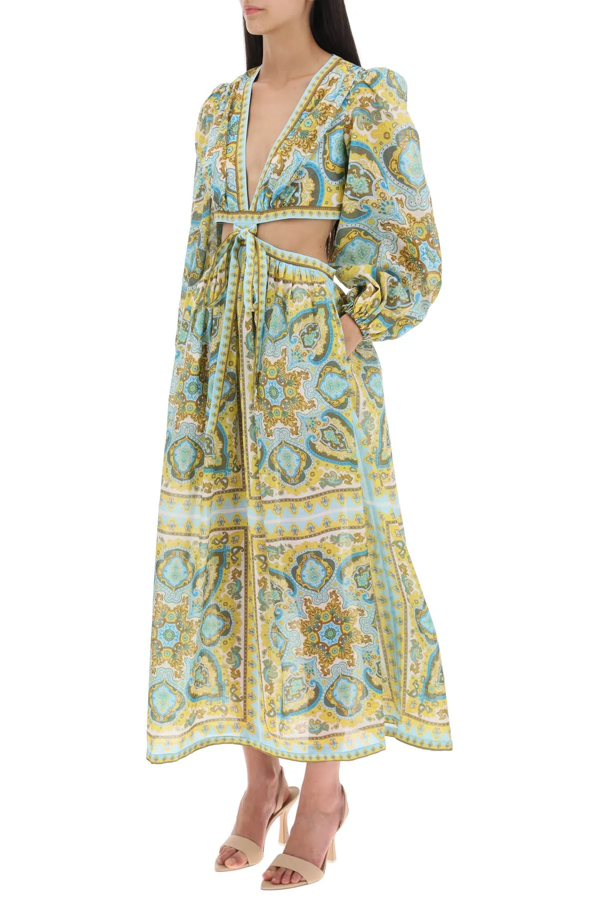 'halcyon' midi dress in paisley cotton