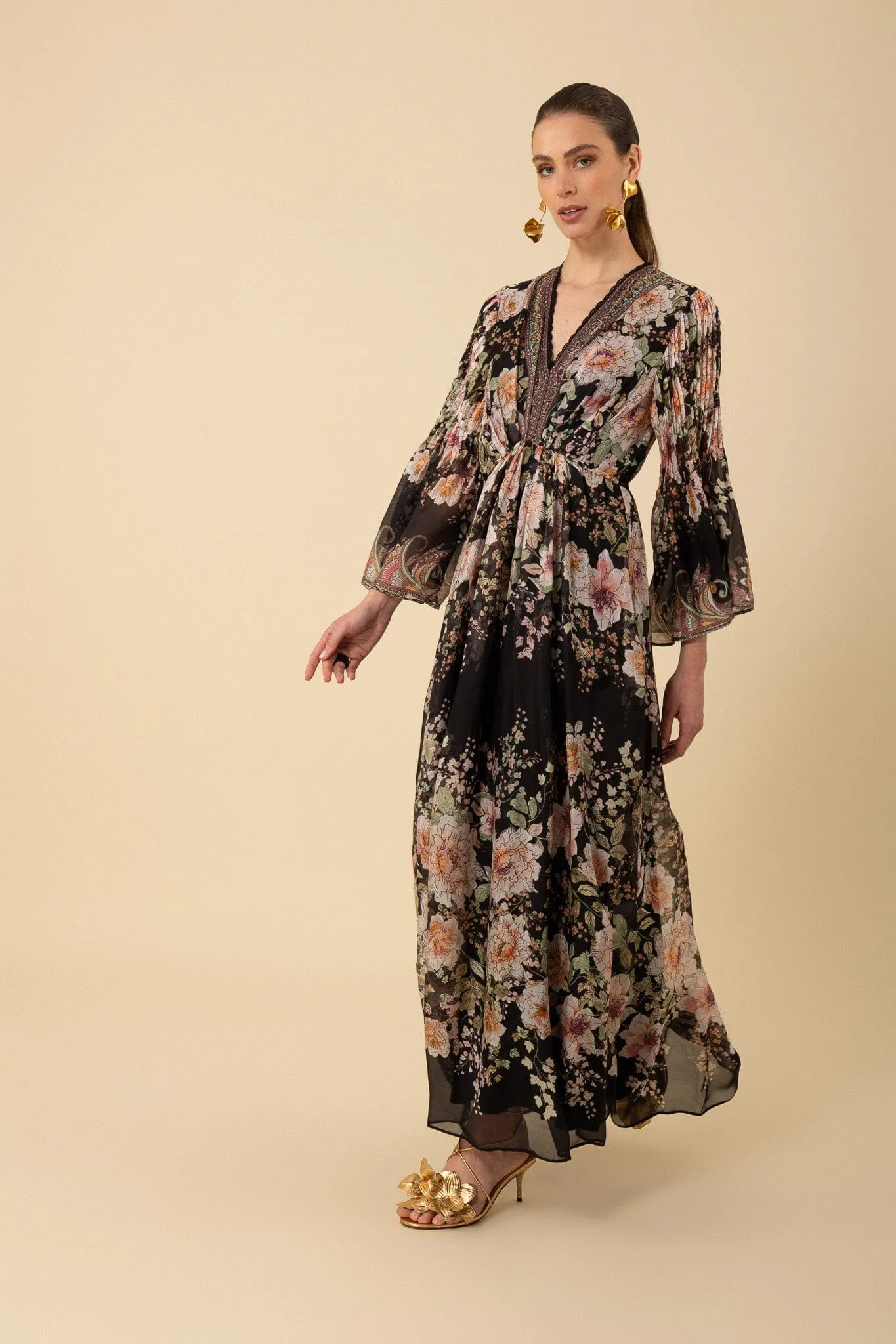 Hale Bob Women's ALANNA Patterned Maxi Dress In Black 4YPR652A Col BLK