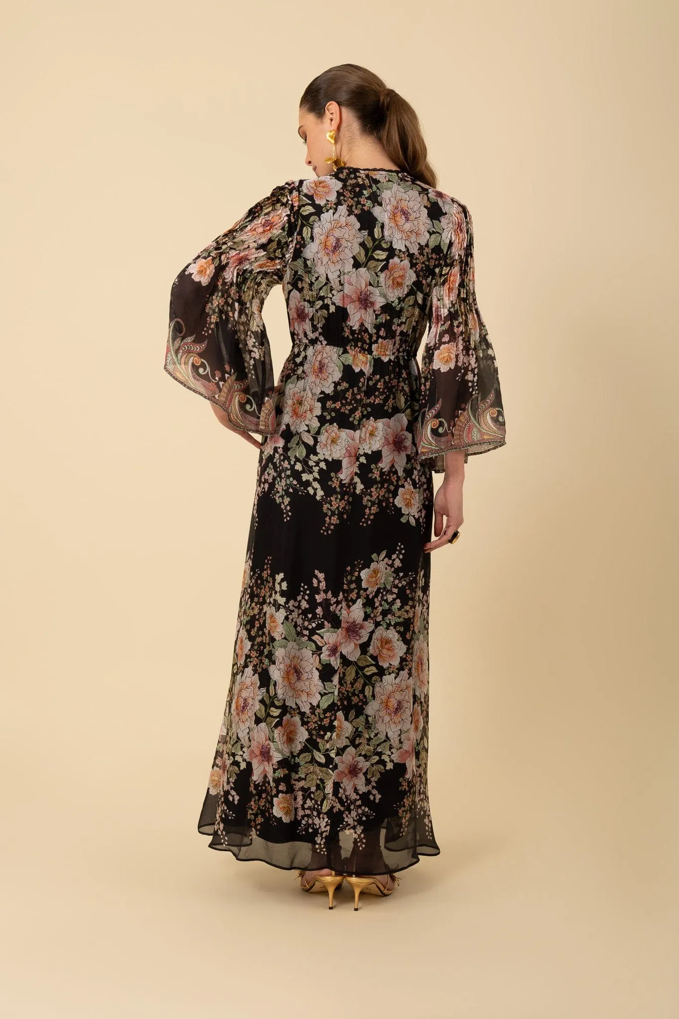 Hale Bob Women's ALANNA Patterned Maxi Dress In Black 4YPR652A Col BLK