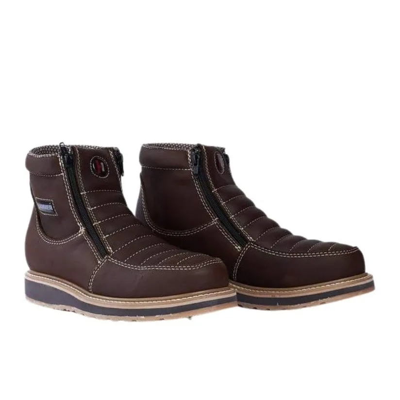 HAMMER 339 BROWN, prime leather, breathable lining , Double Libyan Density, oil and slip resistance, Short Boots 6" double Zipper.