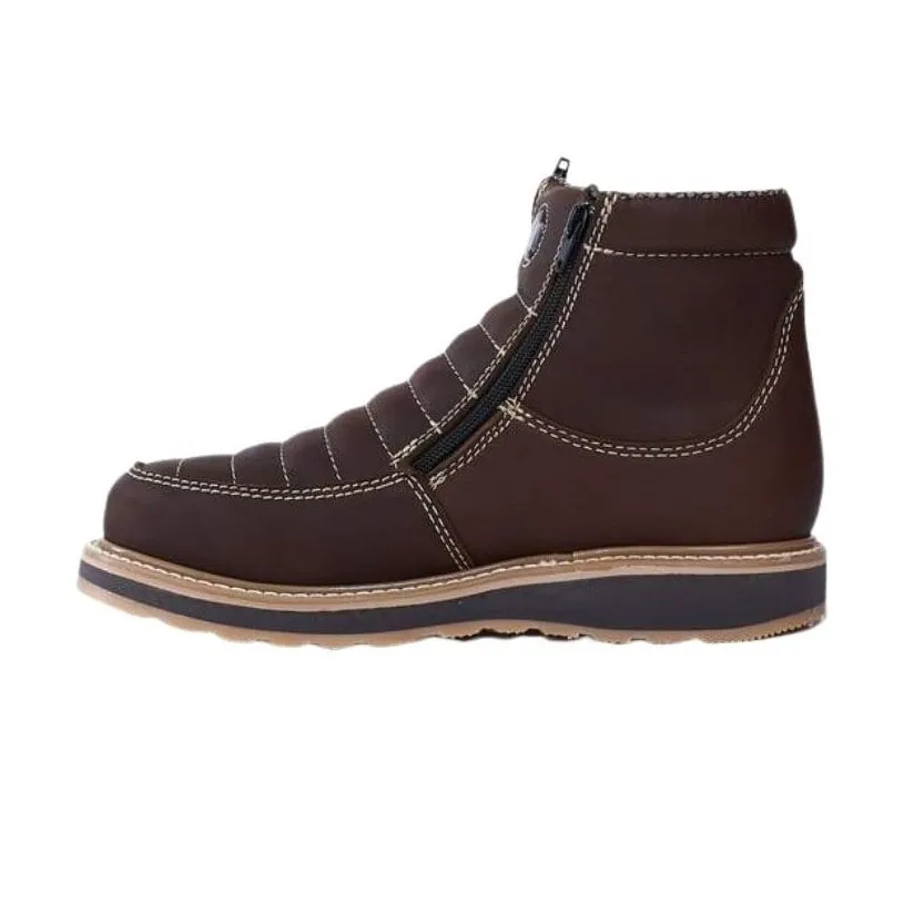 HAMMER 339 BROWN, prime leather, breathable lining , Double Libyan Density, oil and slip resistance, Short Boots 6" double Zipper.