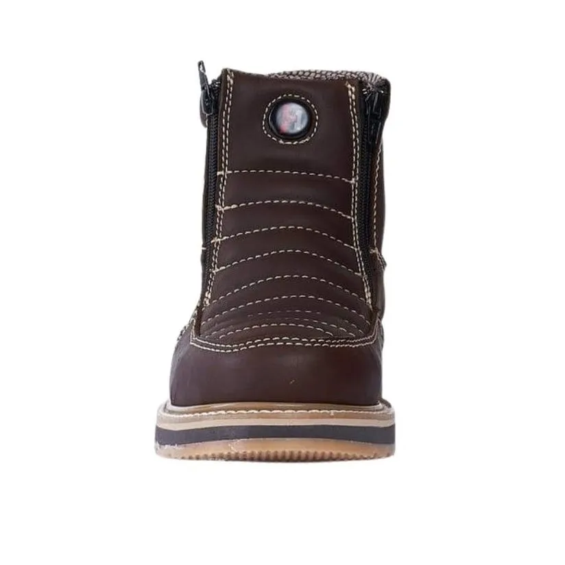 HAMMER 339 BROWN, prime leather, breathable lining , Double Libyan Density, oil and slip resistance, Short Boots 6" double Zipper.
