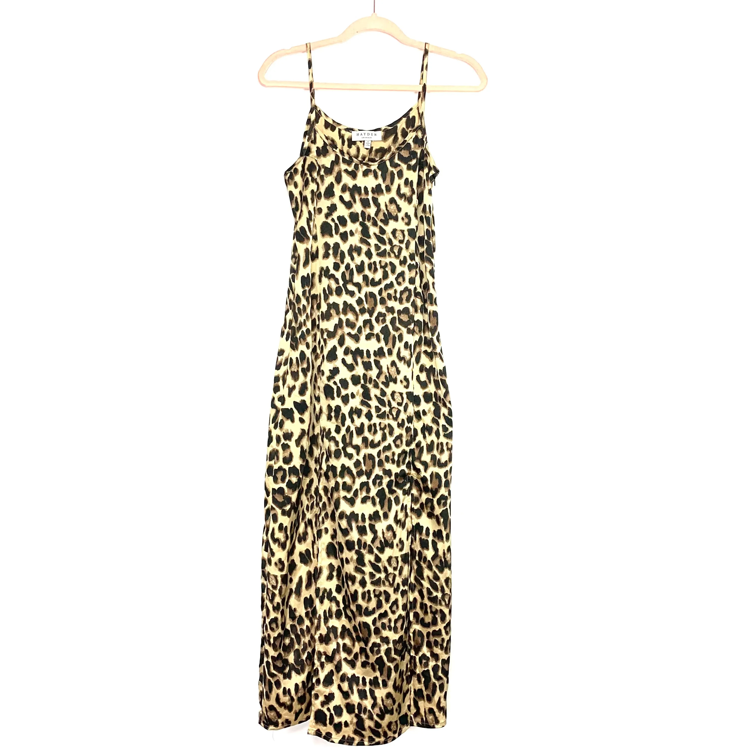 Hayden Animal Print Front Slits Slip Dress- Size S